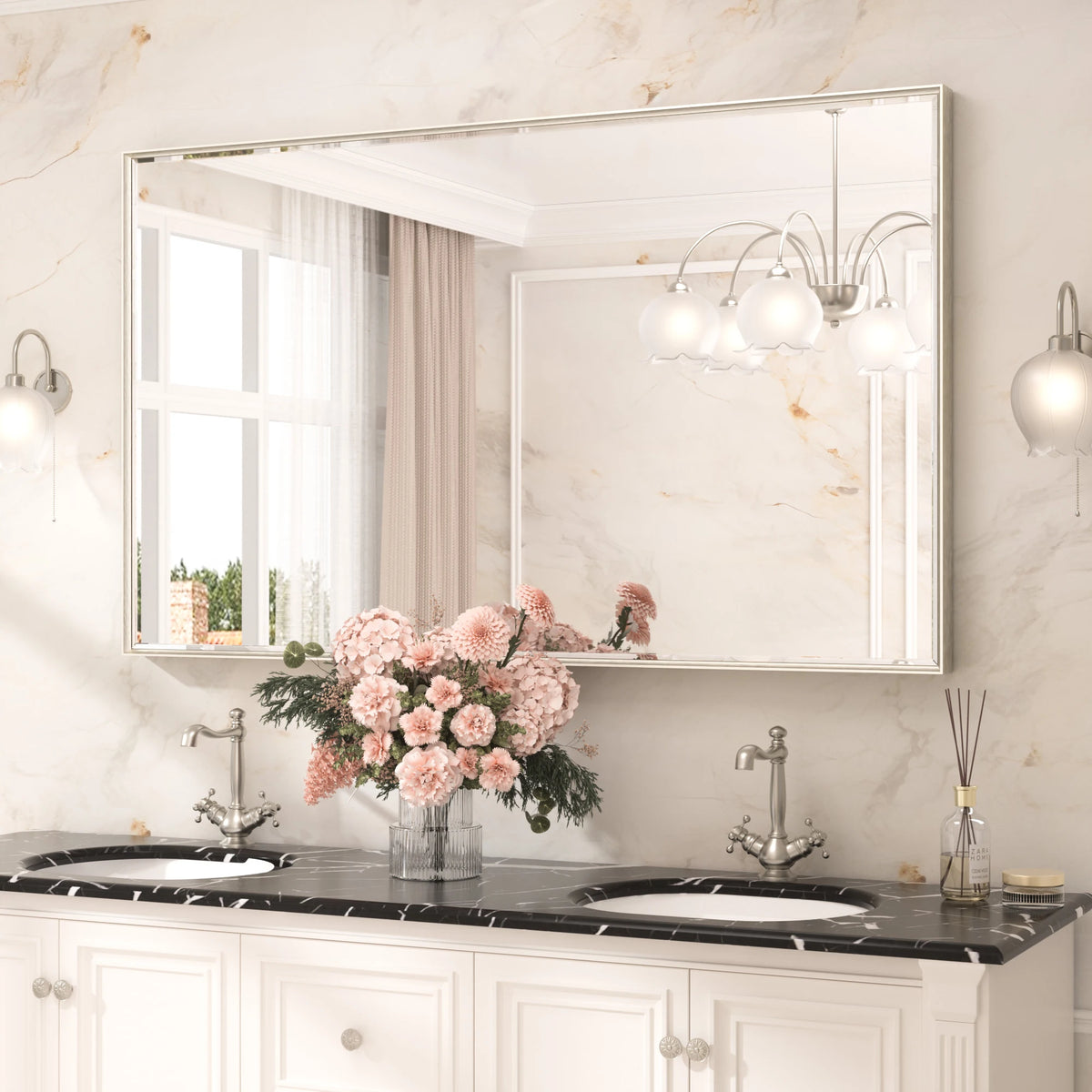Beveled Bathroom Mirror Metal Framed