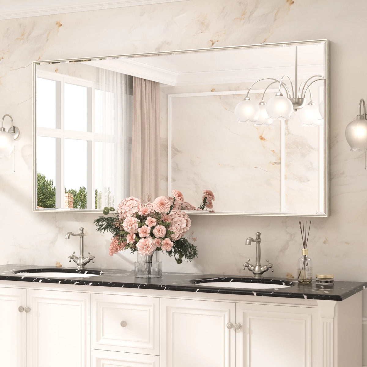 Beveled Bathroom Mirror Metal Framed