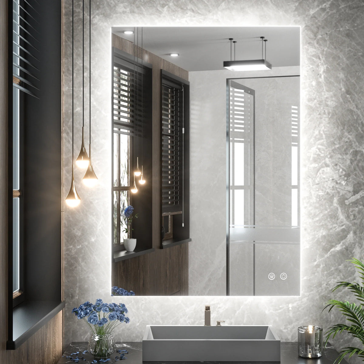 Clean bathroom mirror with a clear reflection
