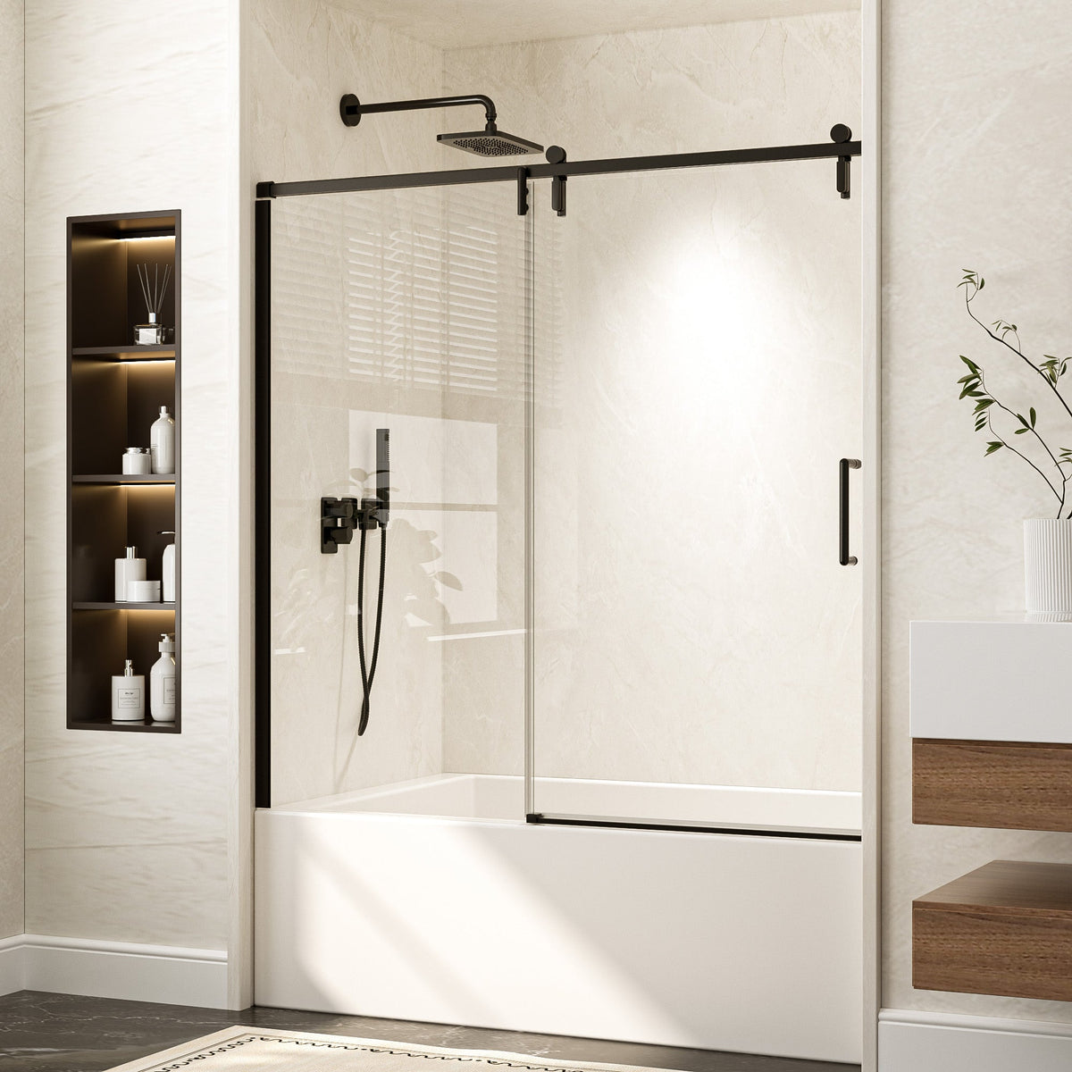 Shower Door & Toilet Shelf