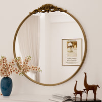 TETOTE Round Relief Decorative Mirror for Bathroom