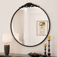 TETOTE Round Relief Decorative Mirror for Bathroom