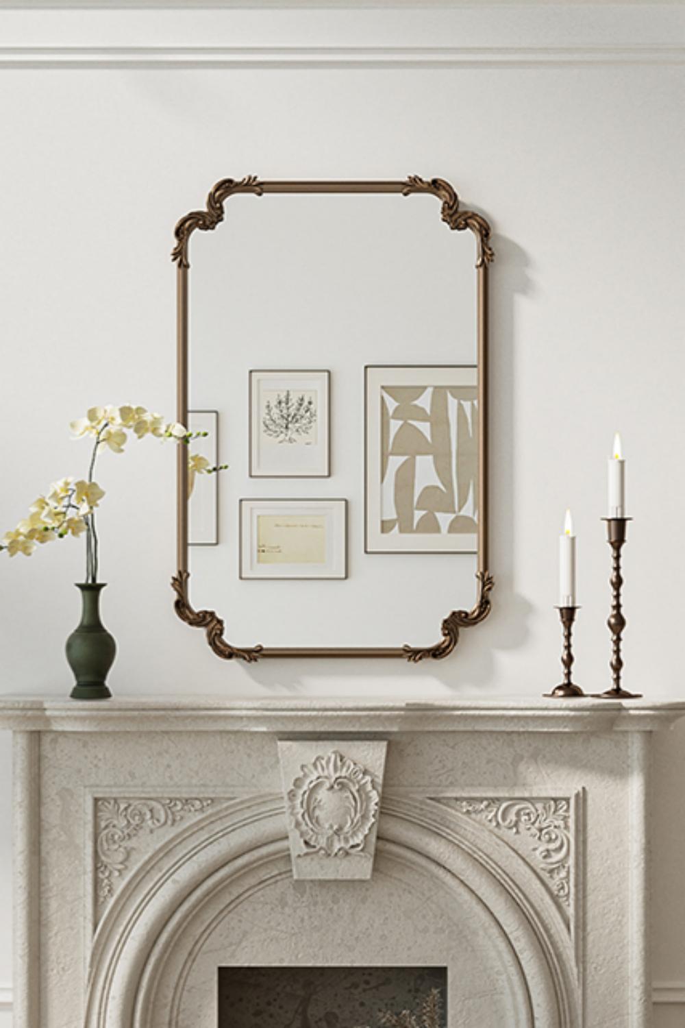 Framed Decorative Wall Mirror in an entryway