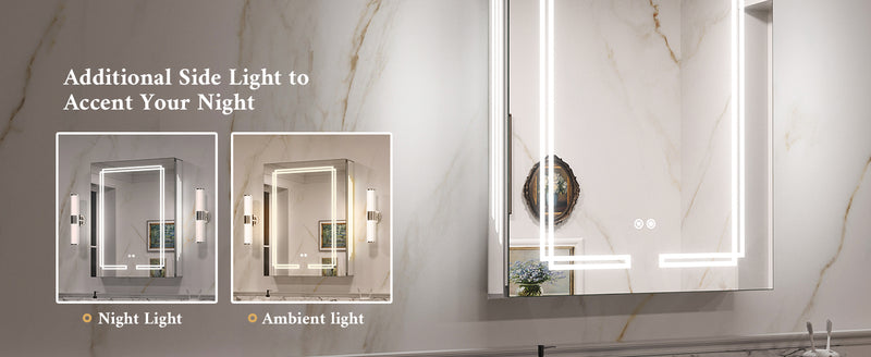 Triple lighting: side, front, and inside