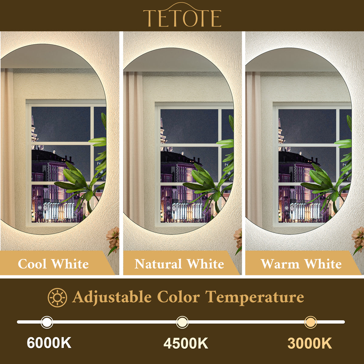 Oval Backlit Mirror Bathroom Pill-Shaped