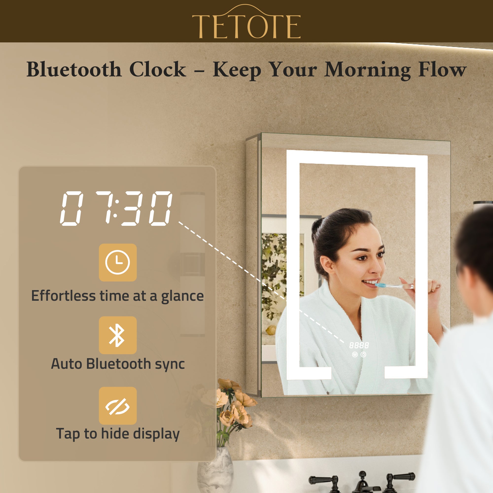 Bluetooth Clock LED Medicine Cabinet