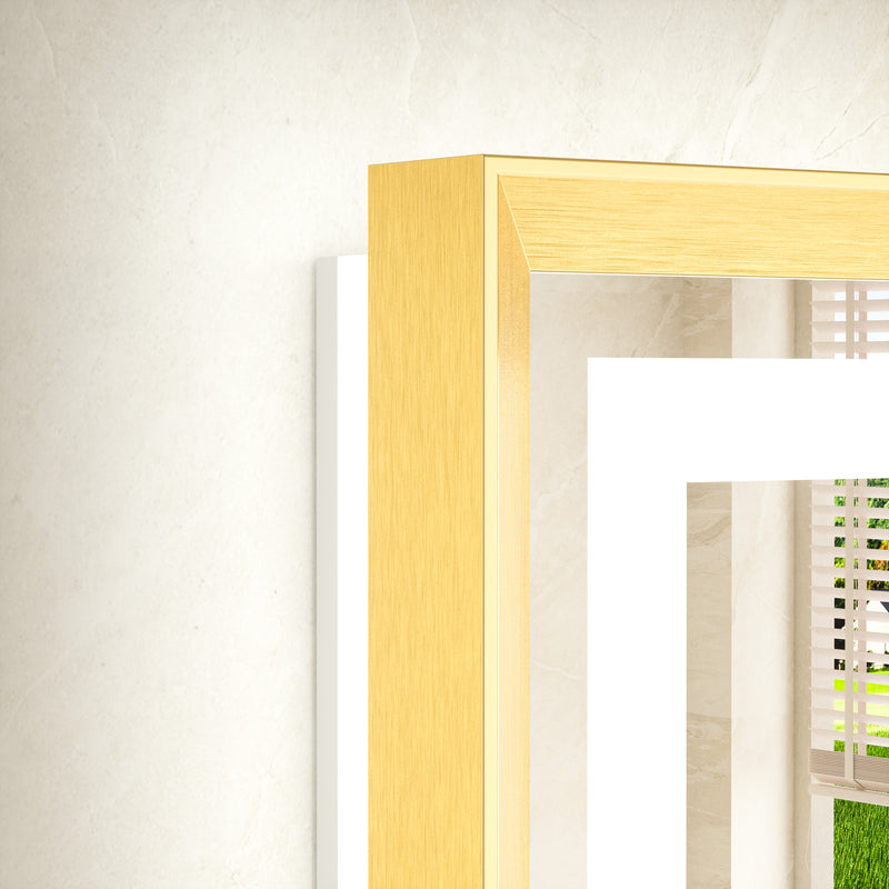 Metal Framed Front & Back LED Mirror, Anti-Fog & Dimmable Touch Controls