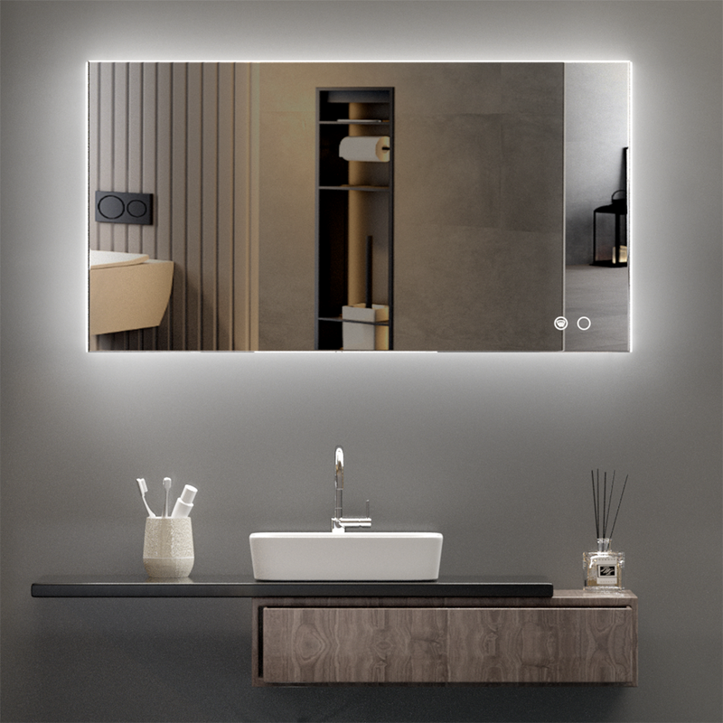 TETOTE Backlit LED Bathroom Mirror Square Square Corner