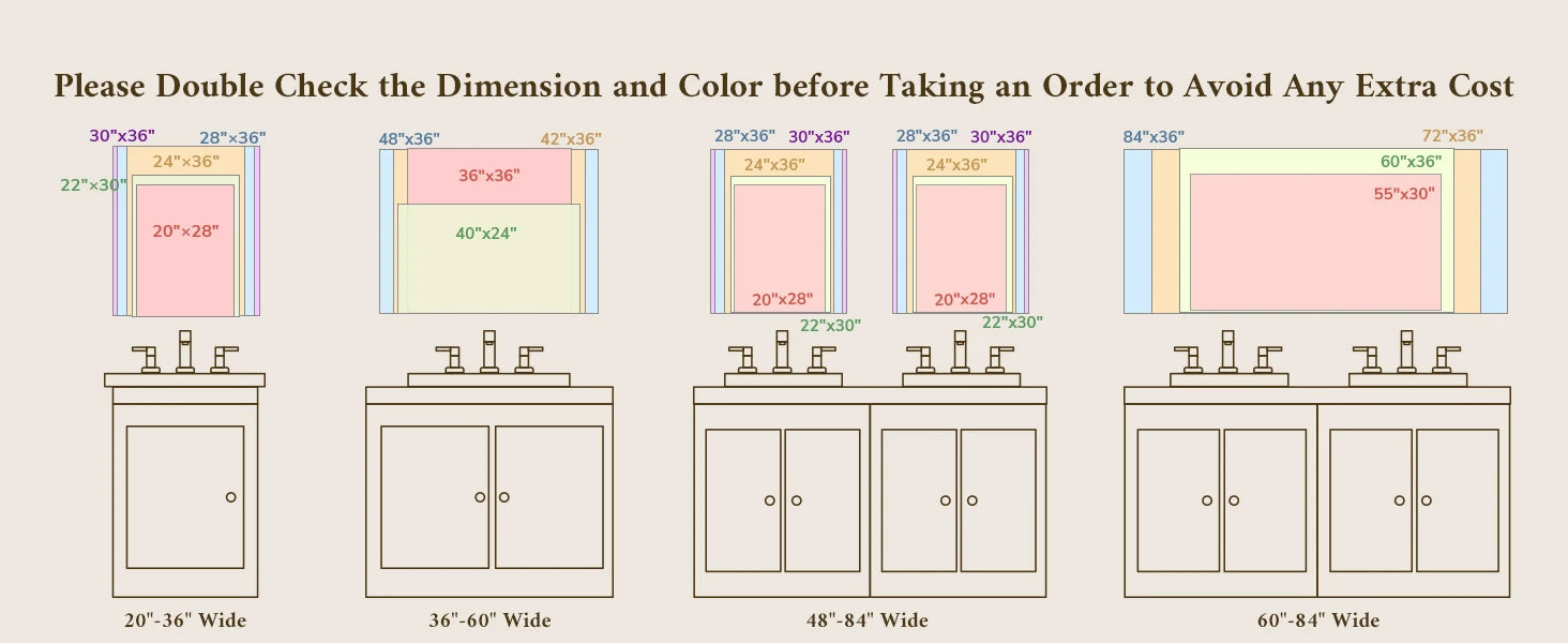 Bathroom mirror sizing guide relative to vanity width