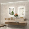 |16x24 inch LED bathroom mirror, backlit and front lit vanity light with anti-fog defogger, dimmable brightness, and 3 color temperatures.