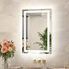 |16x24 inch LED bathroom mirror with anti-fog, dimmable backlit and front lit 3-color light for wall vanity.