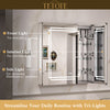 TETOTE Medicine Cabinet Bathroom LED Mirror 3 Colors Stepless Dimming Anti-Fog Memory Funtion Surface Wall Mounted Medicine Cabinets