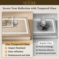 TETOTE  LED Medicine Cabinet Mirror - Recessed/Surface Mount with Tempered Glass, 3-Color Dimming, Defog, 2 Outlets & USB Ports, Adjustable Shelves