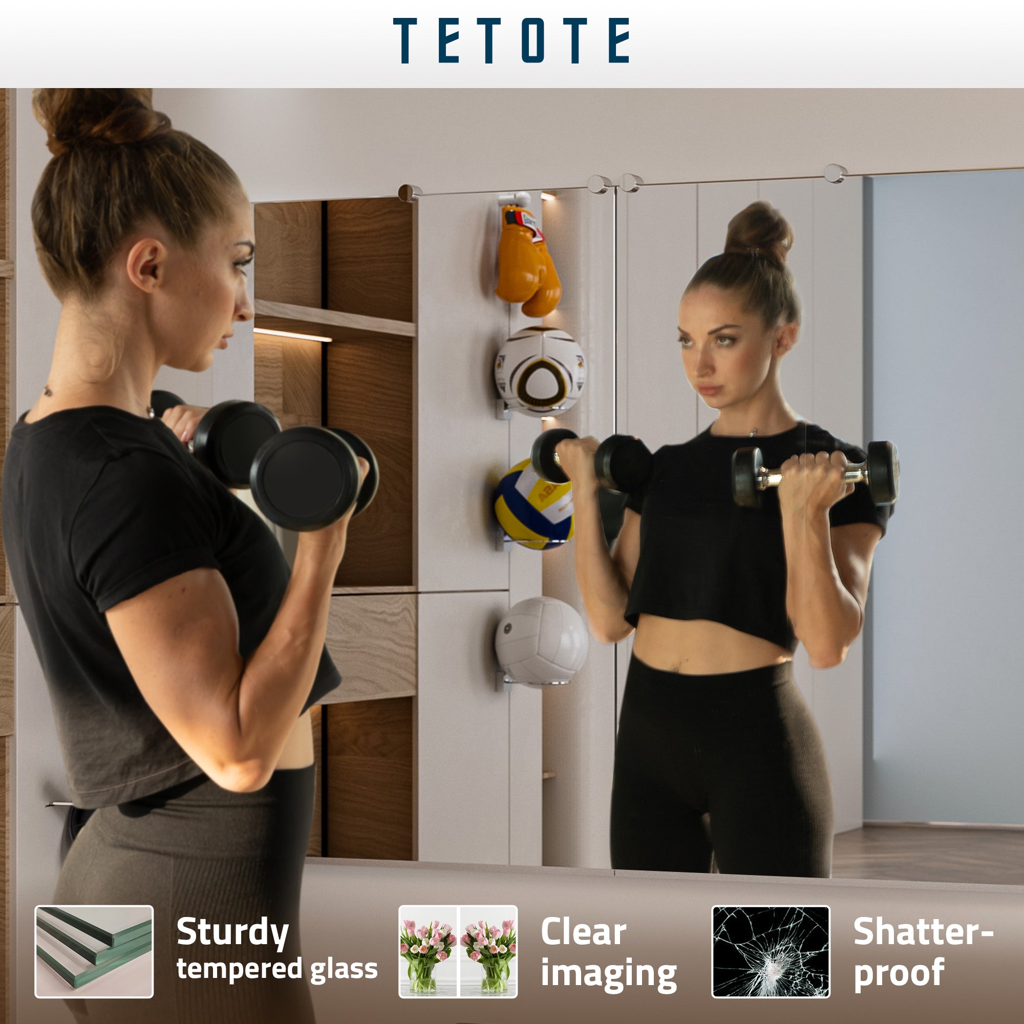 TETOTE Frameless Fitness Mirror – Available in 6 Sizes for Home