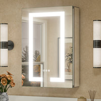 TETOTE  LED Medicine Cabinet Mirror - Recessed/Surface Mount with Tempered Glass, 3-Color Dimming, Defog, 2 Outlets & USB Ports, Adjustable Shelves