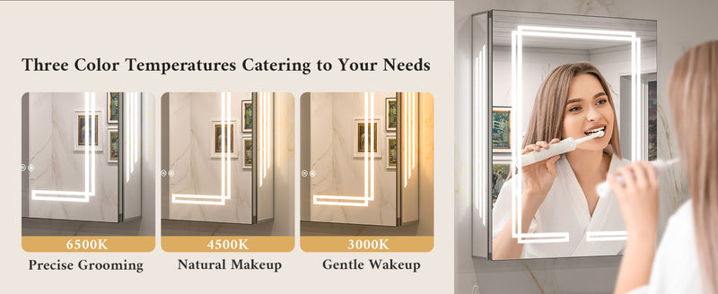 Three color temperatures for grooming, makeup, shaving