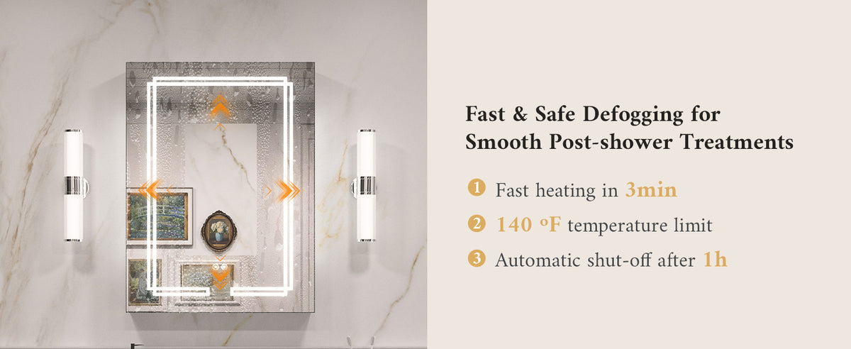 Tetote LED medicine cabinet anti-fog defogger feature