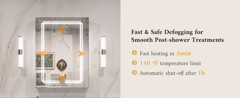 Fast defogging with 1-hour auto shut-off