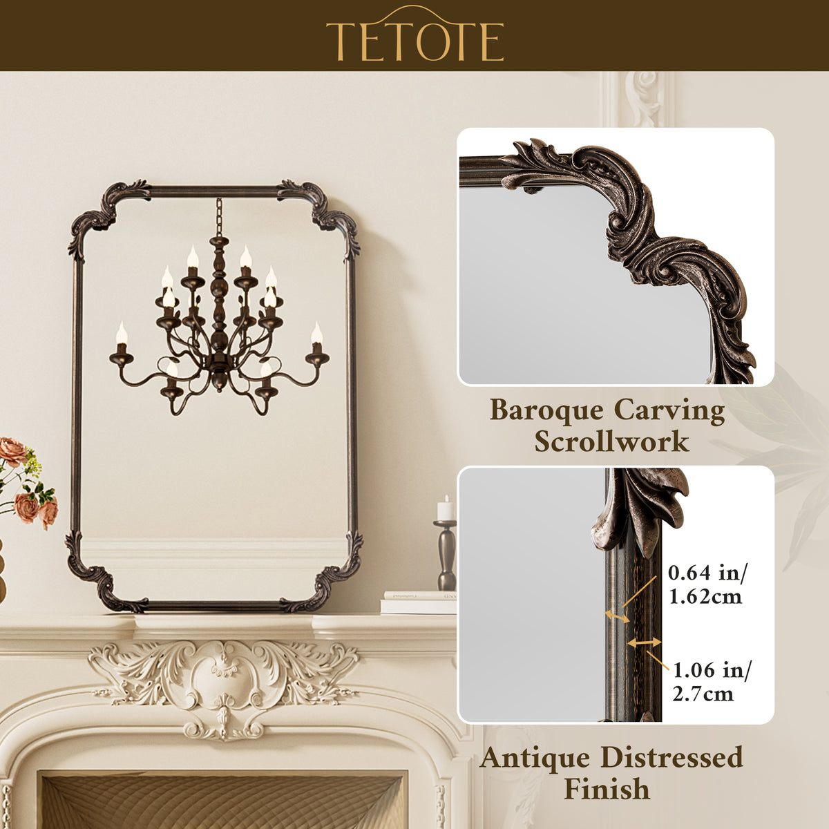 Baroque hand-carved scrollwork detail