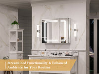 TETOTE Medicine Cabinet Bathroom LED Mirror 3 Colors Stepless Dimming Anti-Fog Memory Funtion Surface Wall Mounted Medicine Cabinets