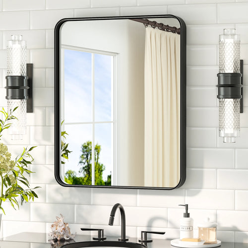 Slim Metal Frame Bathroom Mirror 20x16 black