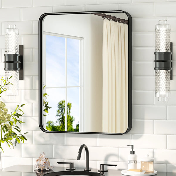 Metal Framed Bathroom Mirror - Black