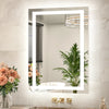 |22x30 inch LED bathroom mirror with anti-fog, dimmable backlit and front lit 3-color light for wall vanity.