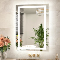 |22x30 inch LED bathroom mirror with anti-fog, dimmable backlit and front lit 3-color light for wall vanity.