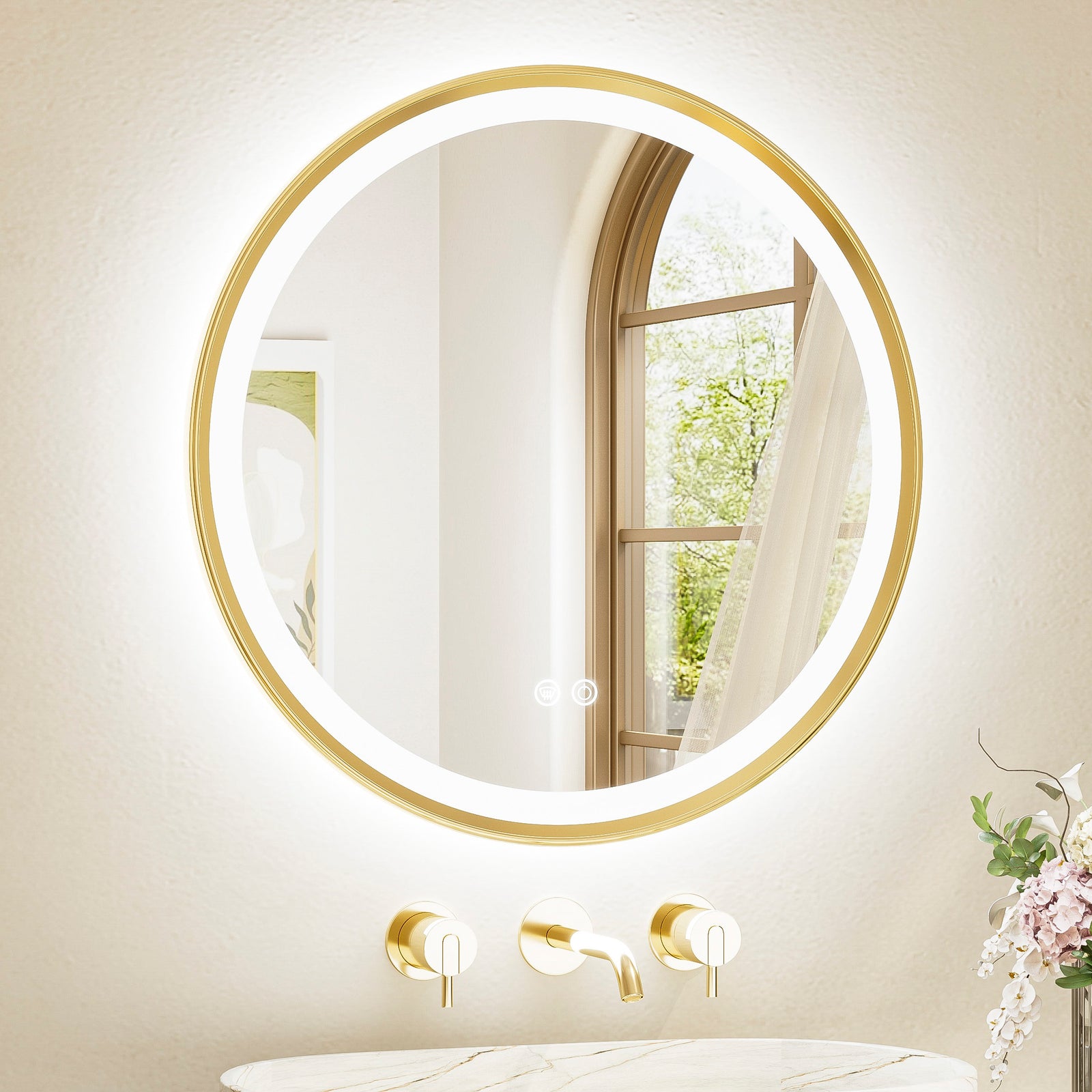 LED Round Bathroom Mirror Metal Framed