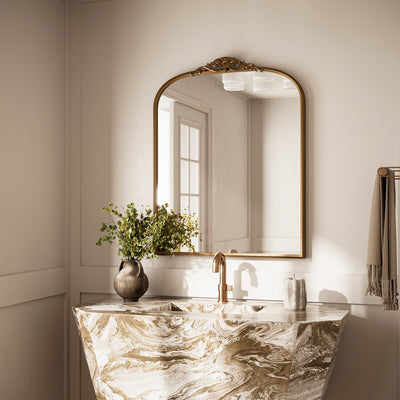 Tetote 24x36 Arched Bathroom Mirror in Black and Gold
