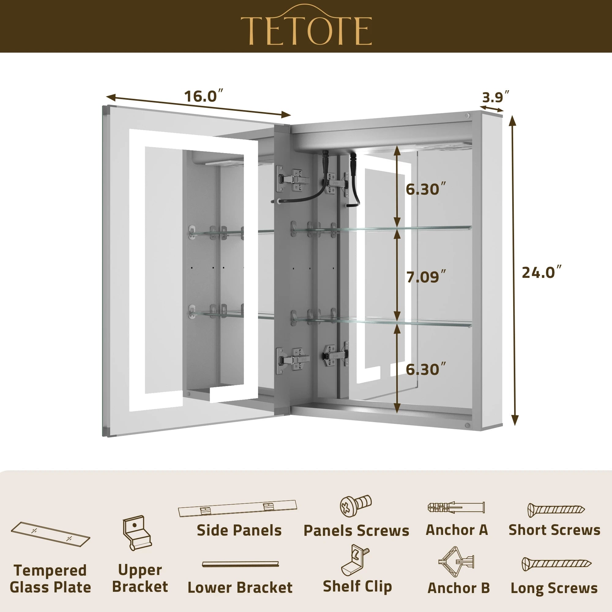 Easy Installation Hardware for LED Medicine Cabinet