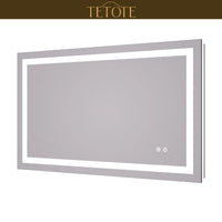 |24x40 inch LED bathroom mirror featuring shatterproof tempered glass, smart touch controls, and high-brightness anti-fog technology.