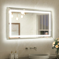 Metal Framed Front & Back LED Mirror, Anti-Fog & Dimmable Touch Controls