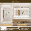 |24x48 inch LED bathroom mirror with easy installation kit, supports vertical or horizontal mounting, plug-in or hardwire.