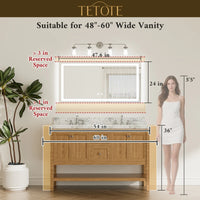|24x48 inch LED bathroom mirror dimensions, designed for large bathrooms, double vanities, and luxury lighting coverage