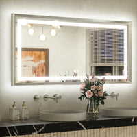 Metal Framed Front & Back LED Mirror, Anti-Fog & Dimmable Touch Controls