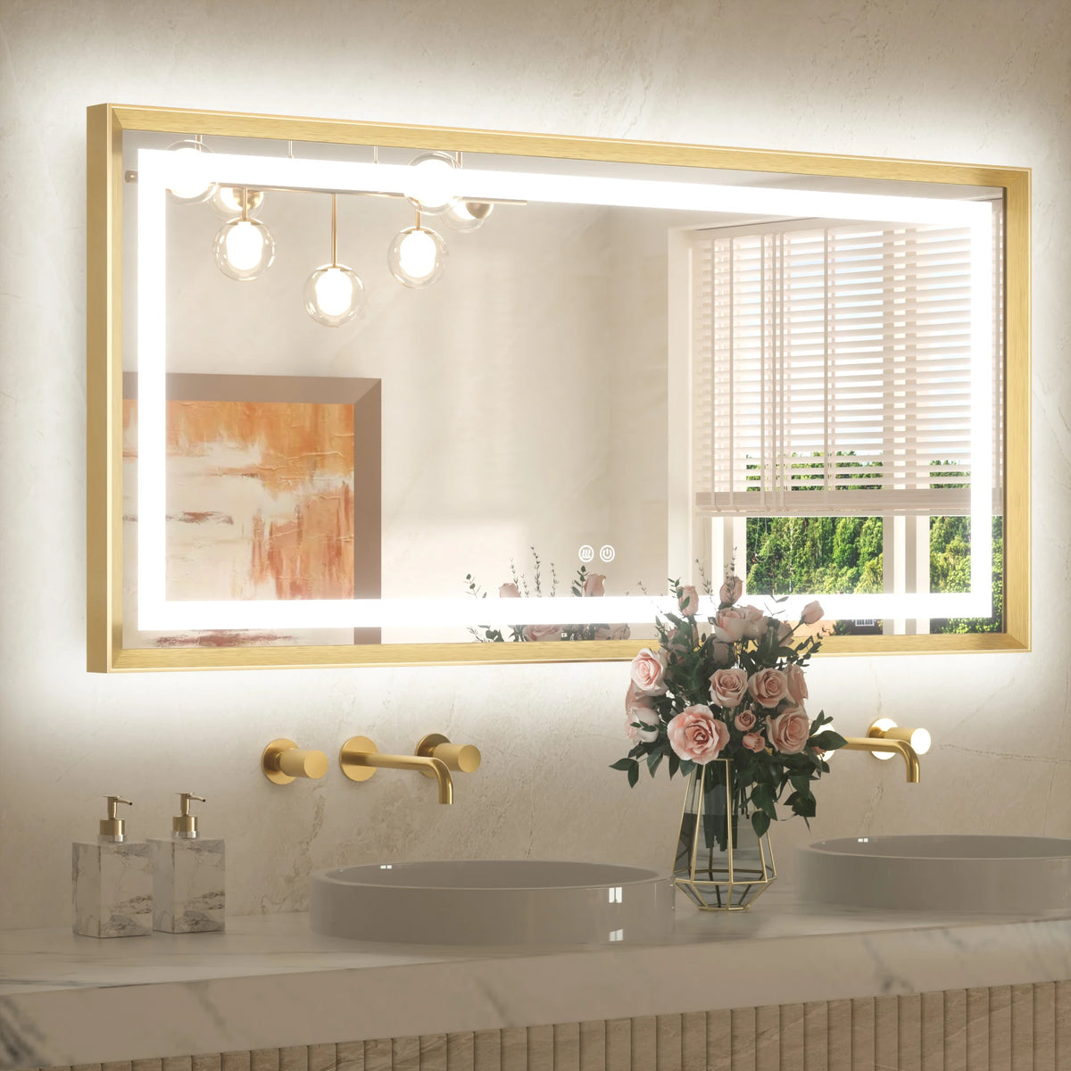Framed Bathroom Mirror with Lights