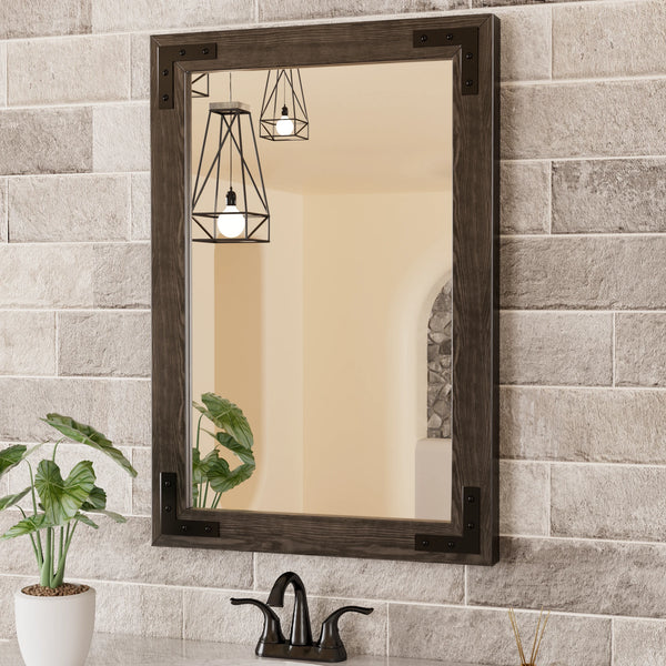 Farmhouse Wood Framed Mirror - Black Wood