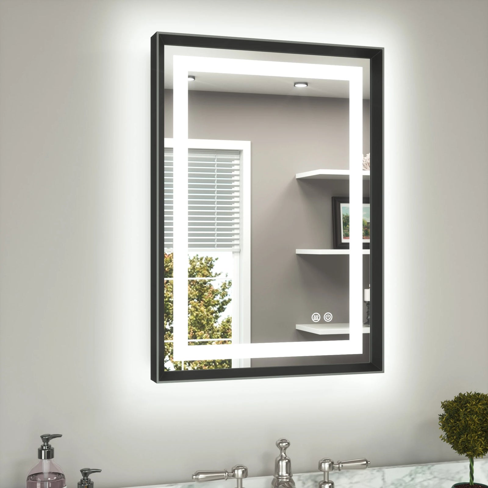 Framed Bathroom Mirror with Lights