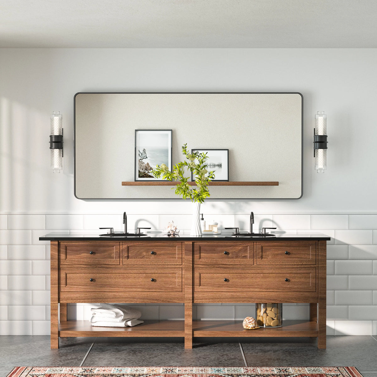 Metal Framed Bathroom Mirror, set of 2
