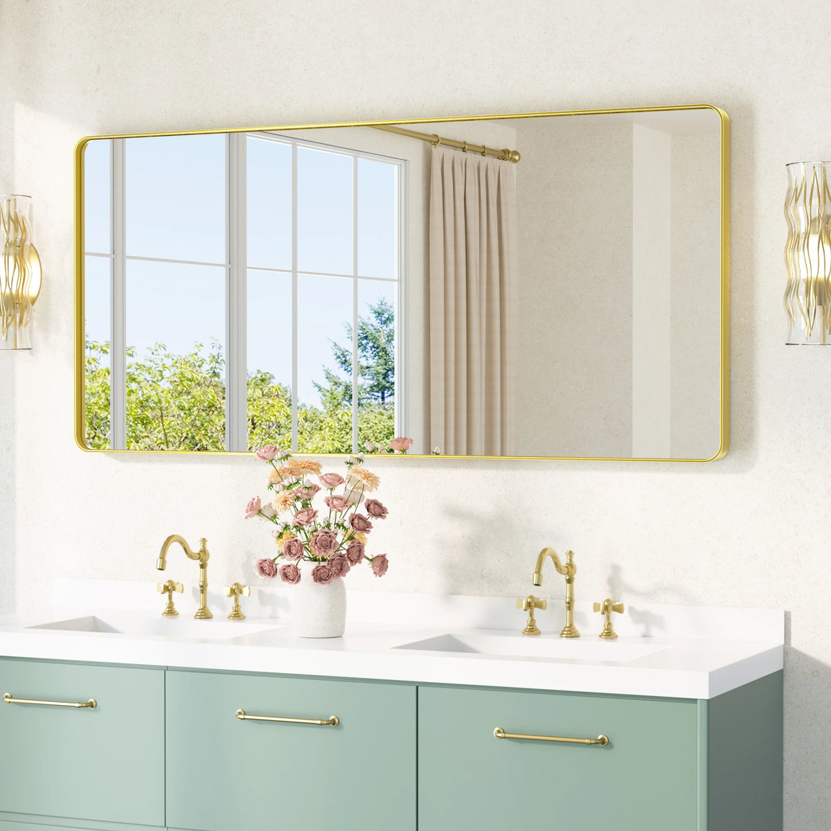 Metal Framed Bathroom Mirror extra large gold