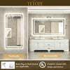 |28x60 inch LED bathroom mirror with easy installation kit, supports vertical or horizontal mounting, plug-in or hardwire.