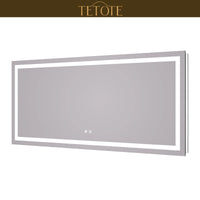 |28x60 inch LED bathroom mirror featuring shatterproof tempered glass, smart touch controls, and high-brightness anti-fog technology.