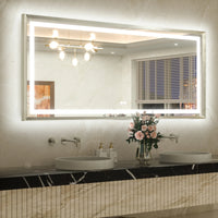 Metal Framed Front & Back LED Mirror, Anti-Fog & Dimmable Touch Controls