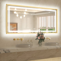 Metal Framed Front & Back LED Mirror, Anti-Fog & Dimmable Touch Controls