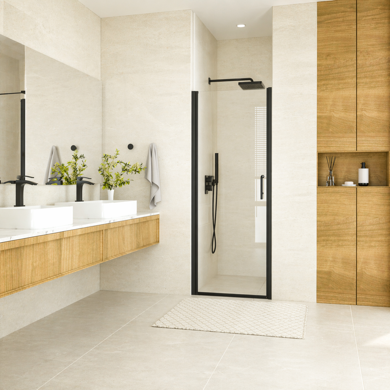 Tetote Frameless Pivot Shower Door – SGCC Tempered Glass, Reversible Mount, Nano-Coating