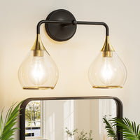 Modern Bathroom Light Fixtures Light Vanity Lights 1-4 Light Options | Black, Gold & Nickel Finish with Clear Glass Shades