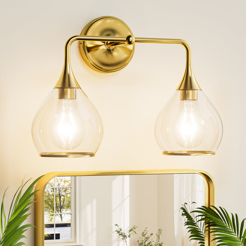 Modern Bathroom Light Fixtures Light Vanity Lights 1-4 Light Options | Black, Gold & Nickel Finish with Clear Glass Shades