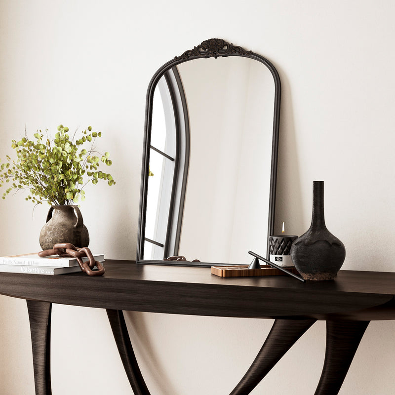 TETOTE Arched Mirror for Vanity Square Corner Bathroom Mirror