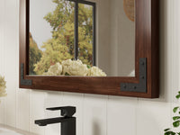 TETOTE Wooden Framed Bathroom Mirror Square Square Corner